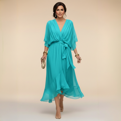 MOREAU LYON | ROBE EN MOUSSELINE À COL V POUR FEMME