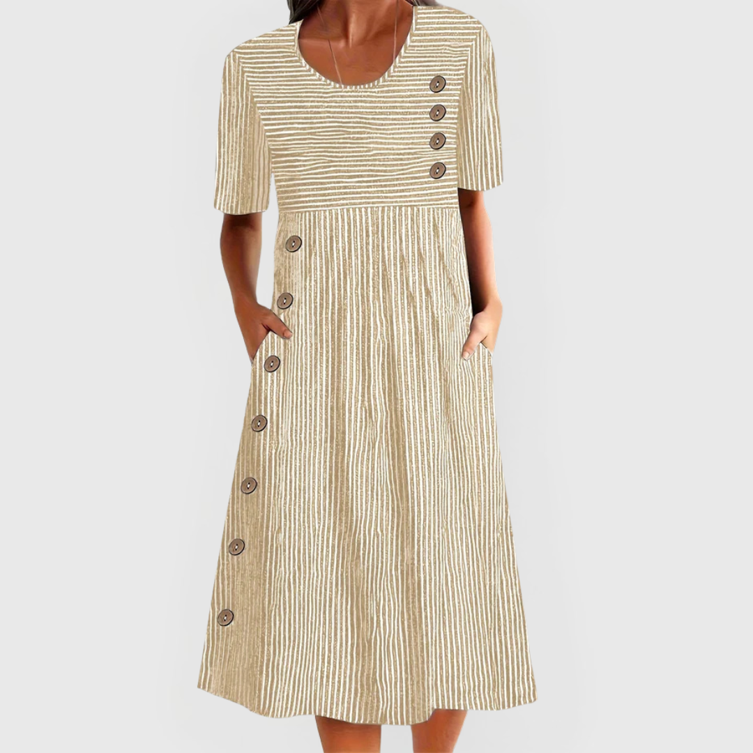 MOREAU LYON | ROBE MIDI RAYÉE POUR FEMMES