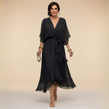 MOREAU LYON | ROBE EN MOUSSELINE À COL V POUR FEMME