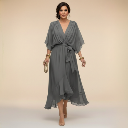 MOREAU LYON | ROBE EN MOUSSELINE À COL V POUR FEMME