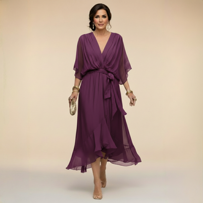 MOREAU LYON | ROBE EN MOUSSELINE À COL V POUR FEMME