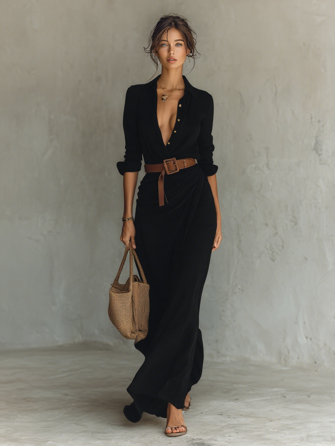 MOREAU LYON | ROBE MAXI À CEINTURE POUR FEMMES