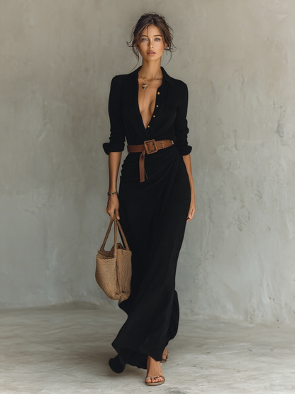 MOREAU LYON | ROBE MAXI À CEINTURE POUR FEMMES