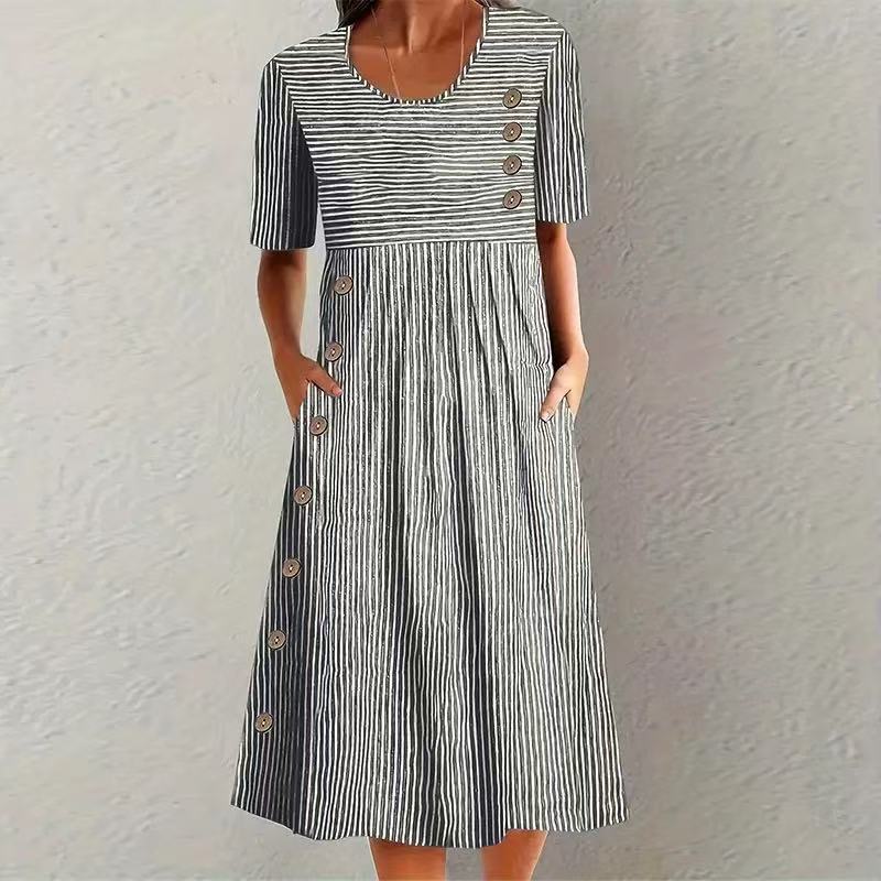 MOREAU LYON | ROBE MIDI RAYÉE POUR FEMMES