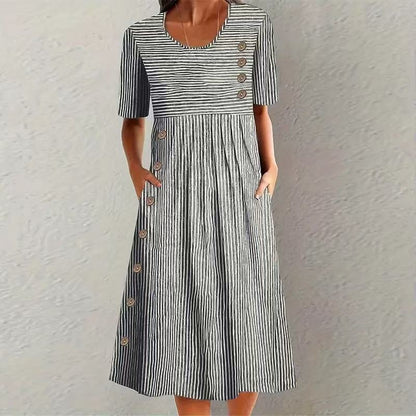 MOREAU LYON | ROBE MIDI RAYÉE POUR FEMMES