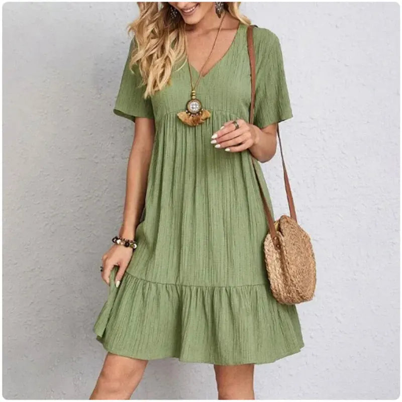 MOREAU LYON | ROBE D'ÉTÉ CHIC À MANCHES COURTES POUR FEMME