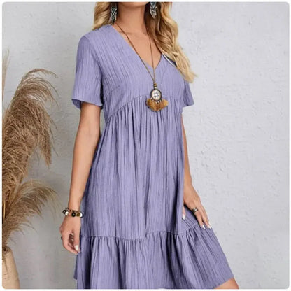 MOREAU LYON | ROBE D'ÉTÉ CHIC À MANCHES COURTES POUR FEMME