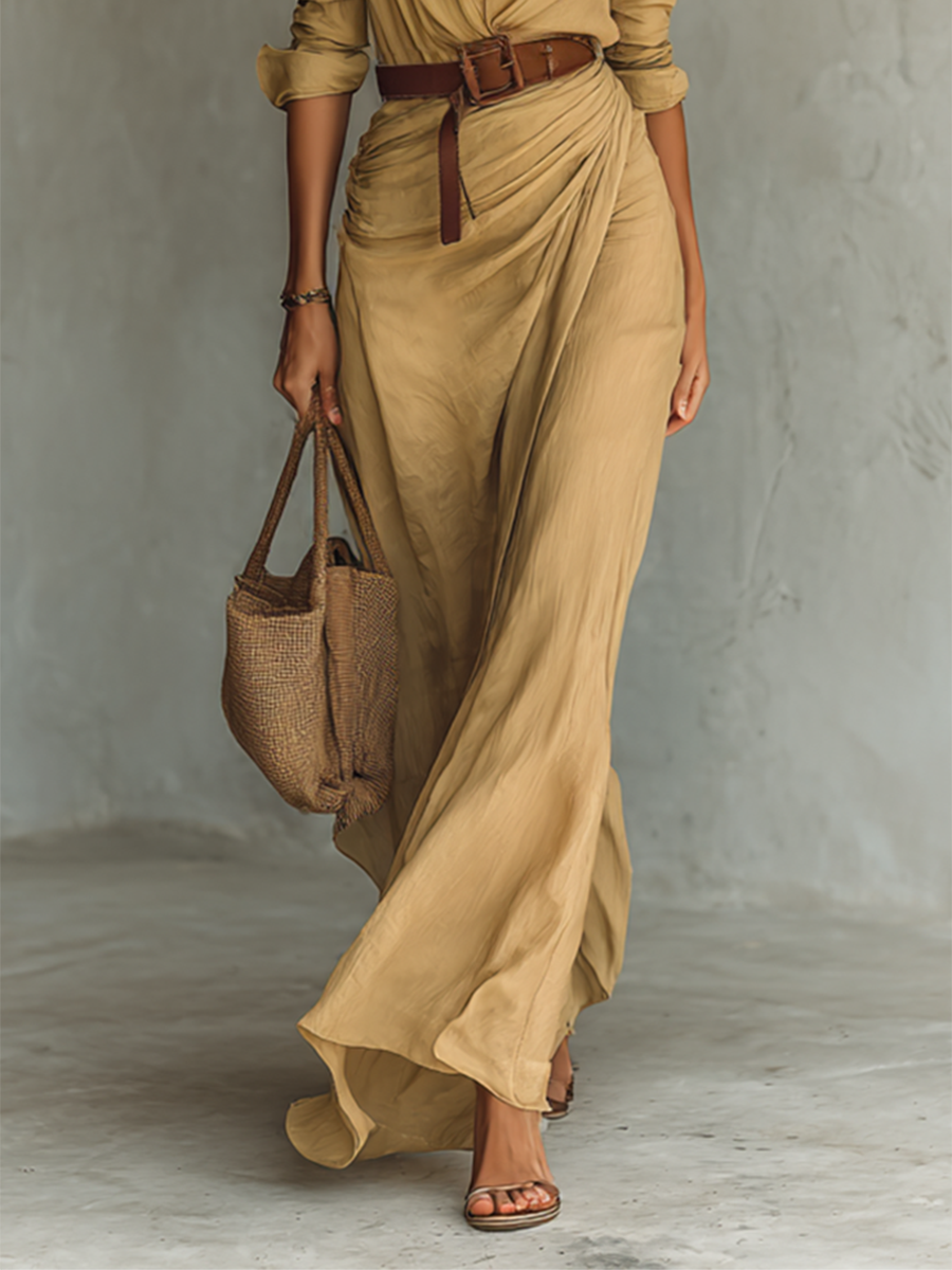 MOREAU LYON | ROBE MAXI À CEINTURE POUR FEMMES