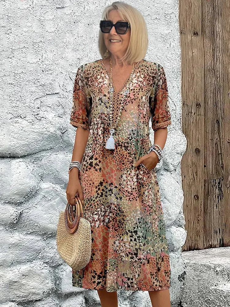 MOREAU LYON | ROBE MIDI IMPRIMÉE CLASSIQUE POUR FEMME