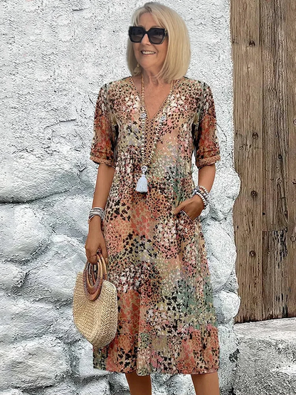 MOREAU LYON | ROBE MIDI IMPRIMÉE CLASSIQUE POUR FEMME