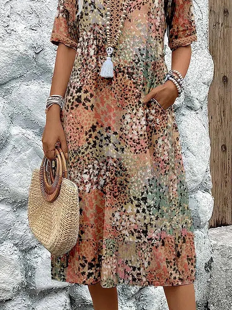 MOREAU LYON | ROBE MIDI IMPRIMÉE CLASSIQUE POUR FEMME