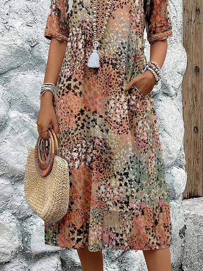 MOREAU LYON | ROBE MIDI IMPRIMÉE CLASSIQUE POUR FEMME