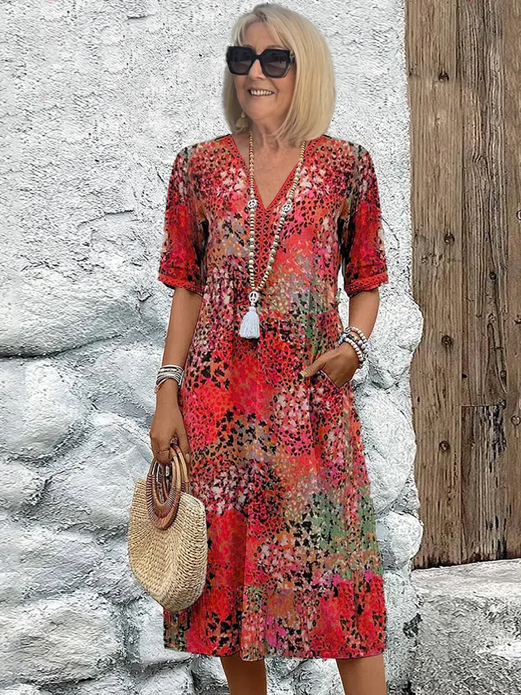 MOREAU LYON | ROBE MIDI IMPRIMÉE CLASSIQUE POUR FEMME
