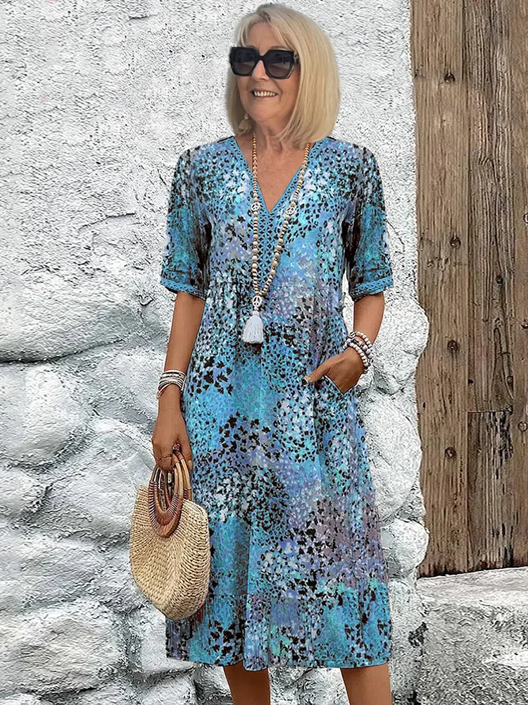 MOREAU LYON | ROBE MIDI IMPRIMÉE CLASSIQUE POUR FEMME