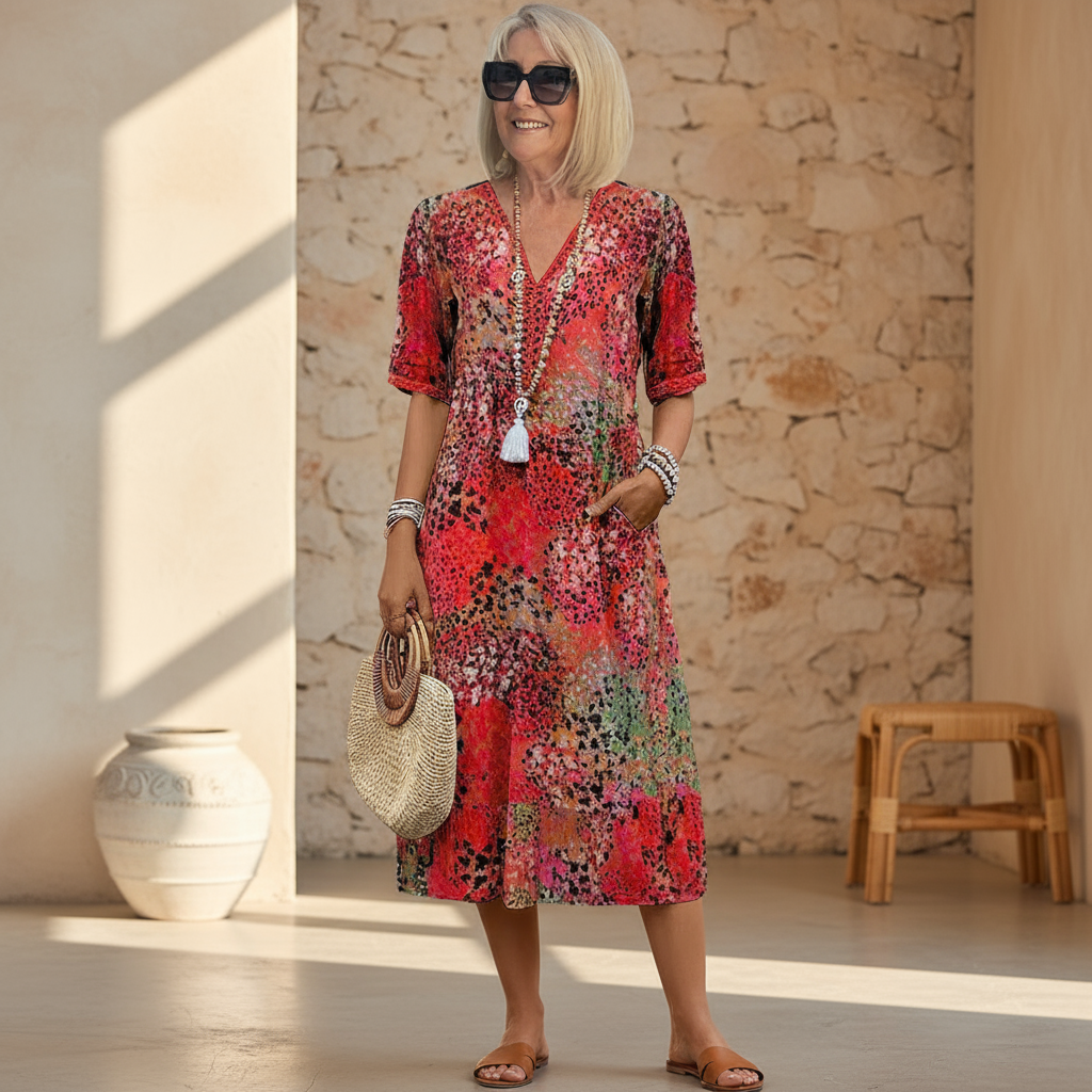 MOREAU LYON | ROBE MIDI IMPRIMÉE CLASSIQUE POUR FEMME
